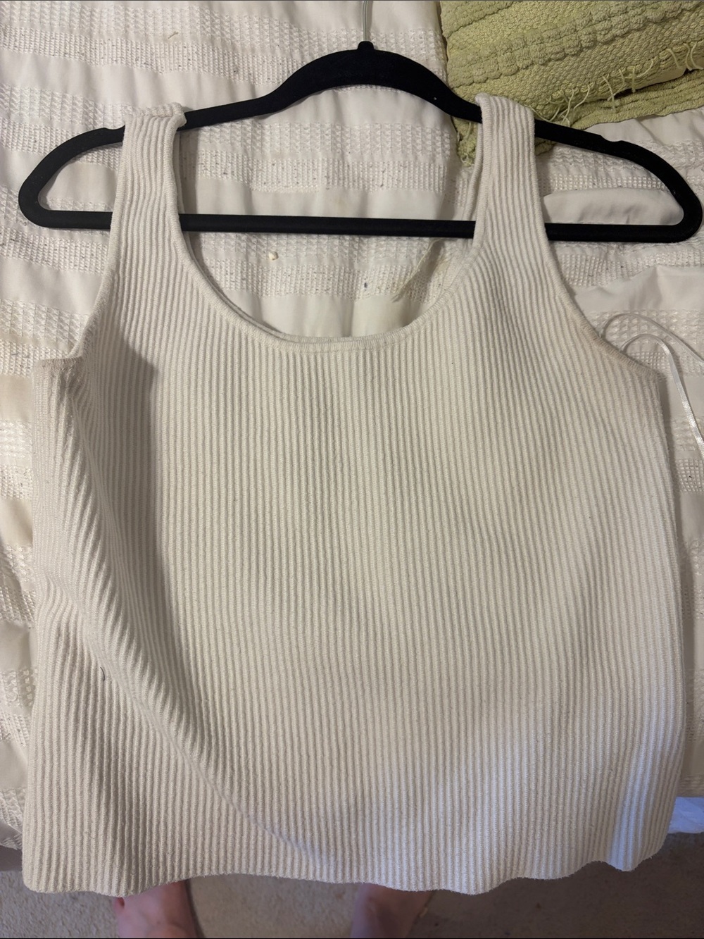 Aqua Cream Ribbed Tank Top